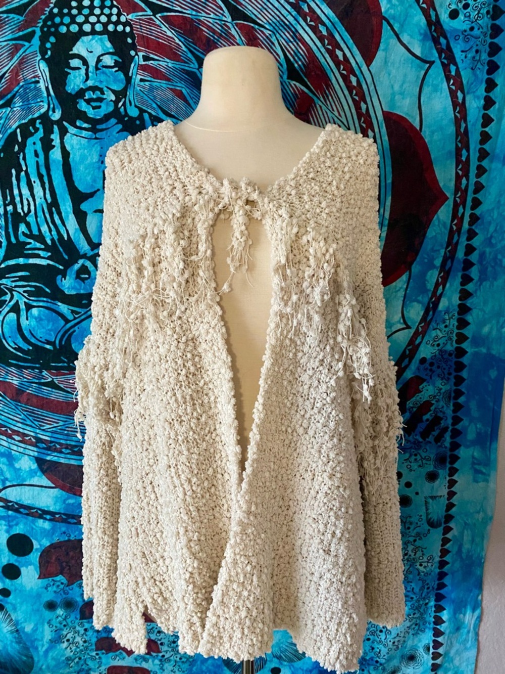 saltwater LUXE Cream Bouclé Open Cardigan
